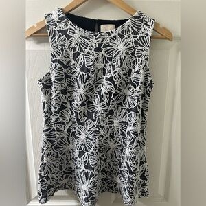 Vanessa Virginia Anthropologie Gray Floral Blouse Size XS